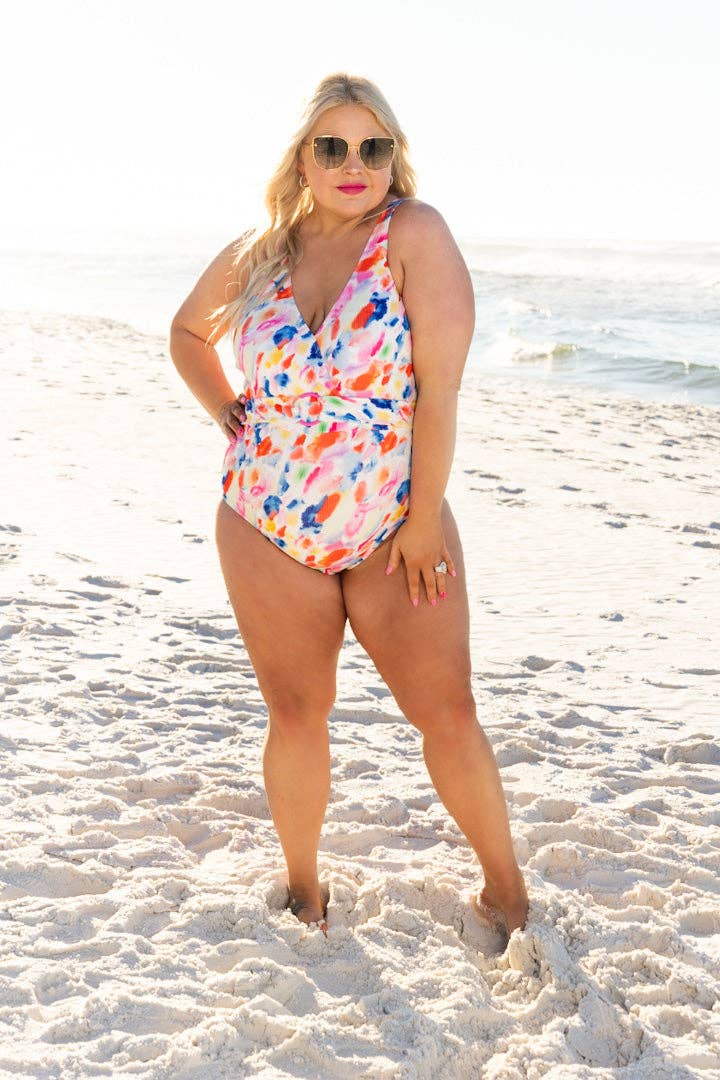 The Painted Paradise Belted One-Piece - Reg & Curvy