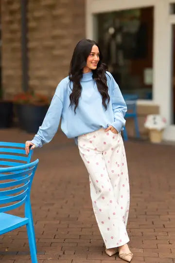Blue Skies Mock Neck Sweatshirt - Reg & Curvy