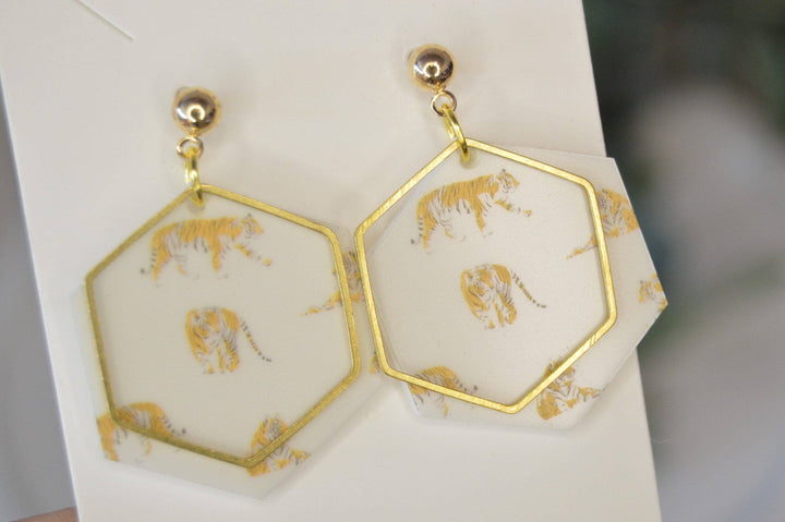 Tiger Stroll Acrylic Earrings