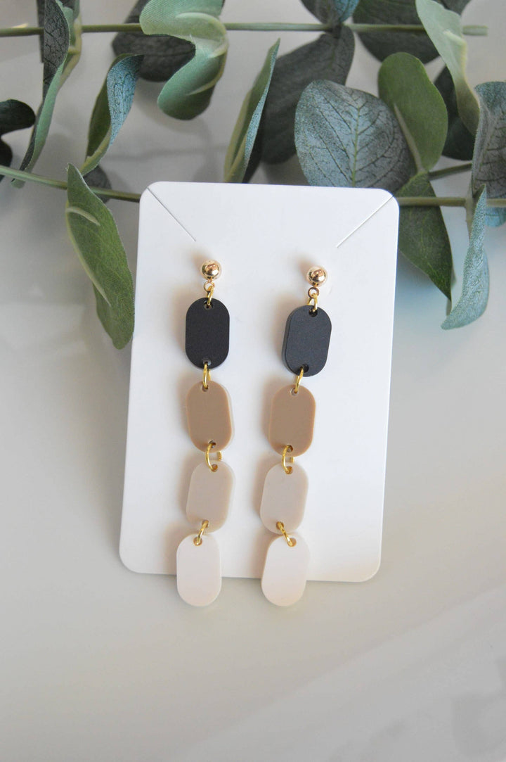 Neutral Ombré Oval Stack Earrings