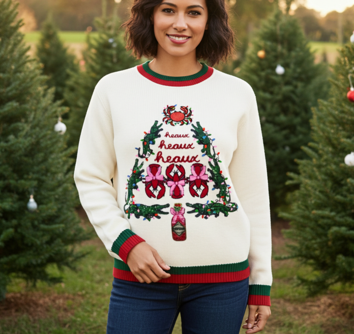*PREORDER* Heaux Heaux Heaux Cajun Christmas Sweater - Reg & Curvy
