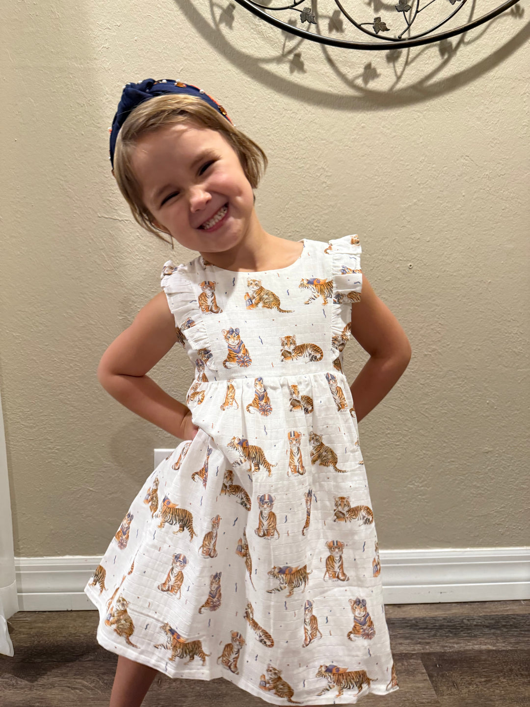 Kids Navy & Orange Tigers Game Day Dress