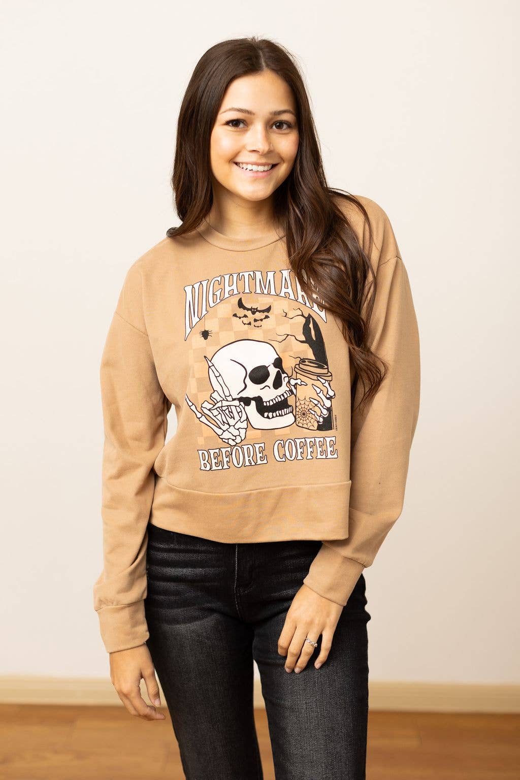 Nightmare Before Coffee Cropped Sweatshirt - Reg & Curvy
