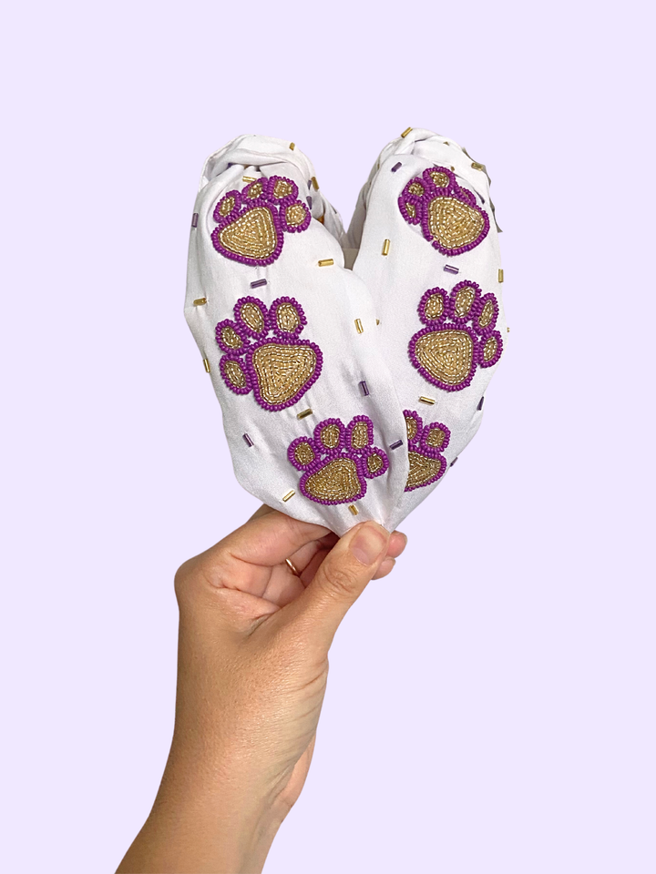 Purple & Gold Paw Game Day Headband