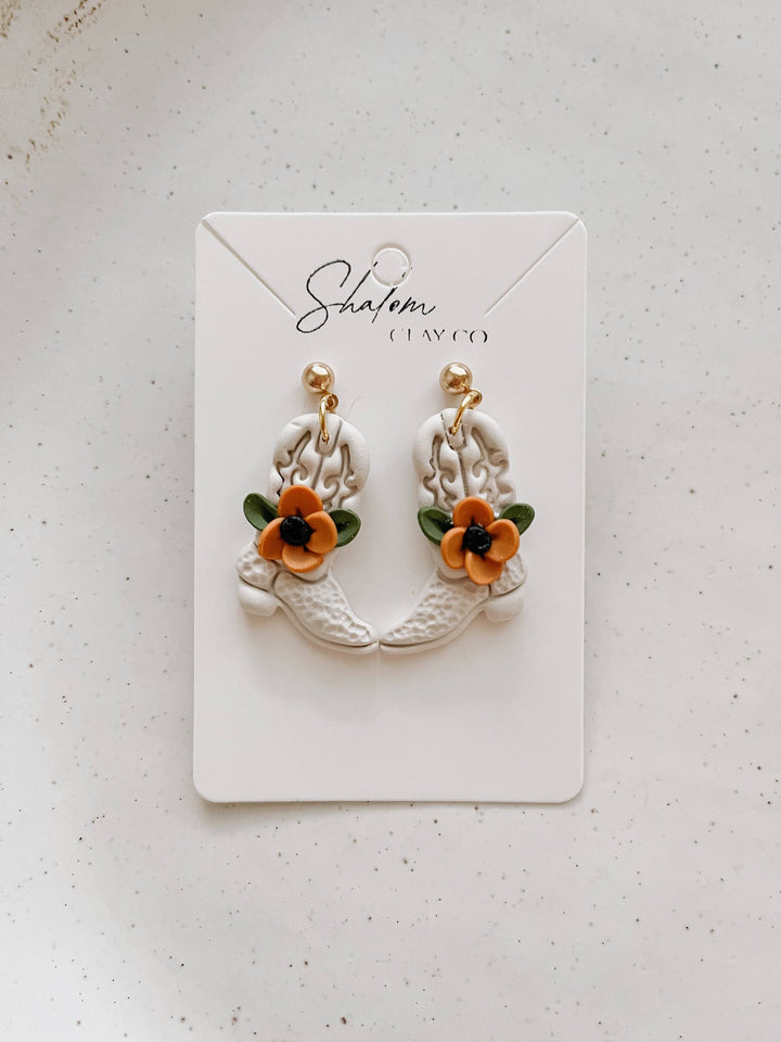 Wildflower Boots Clay Earrings