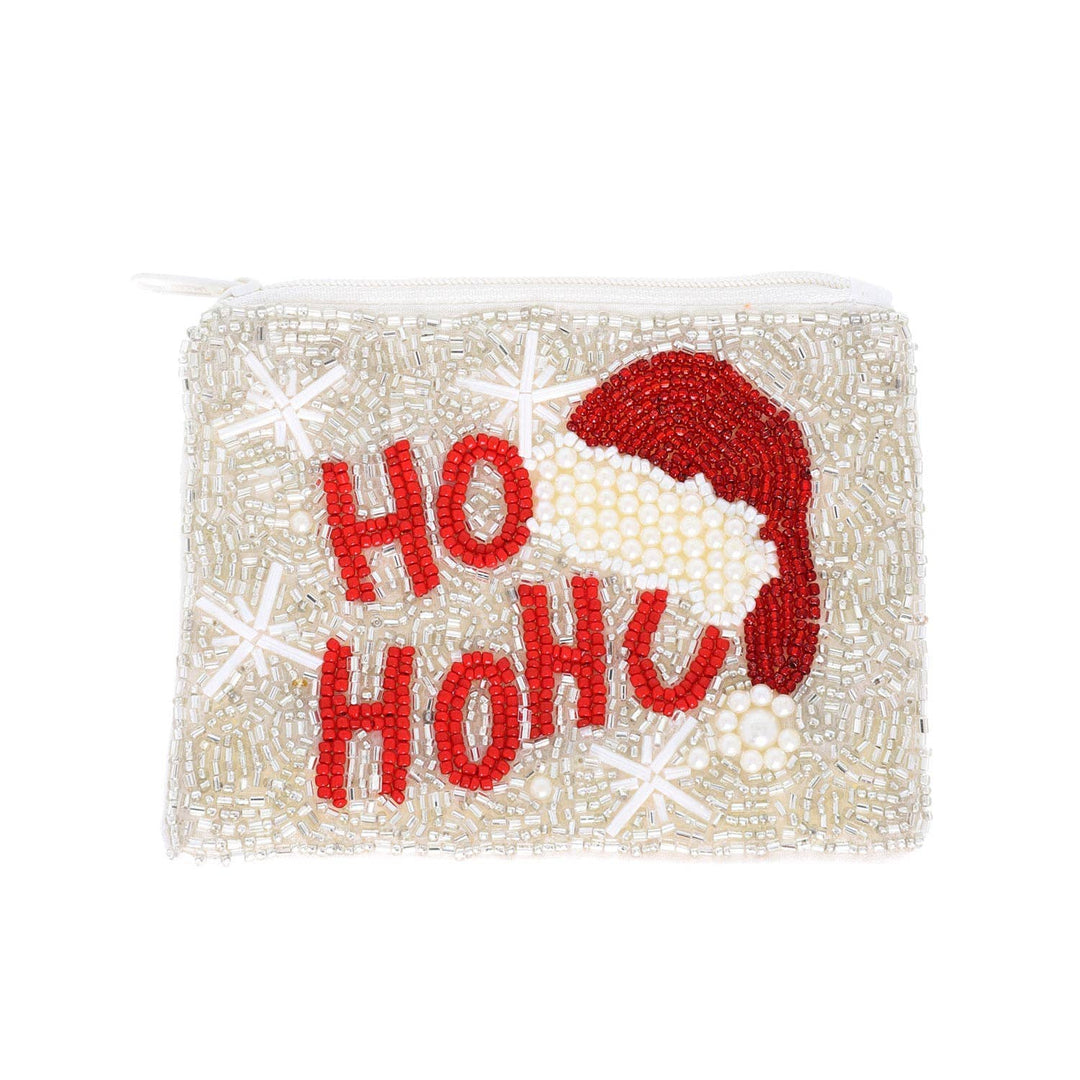 Mix Beaded "Ho Ho Ho" Santa Claus Hat Coin Purse
