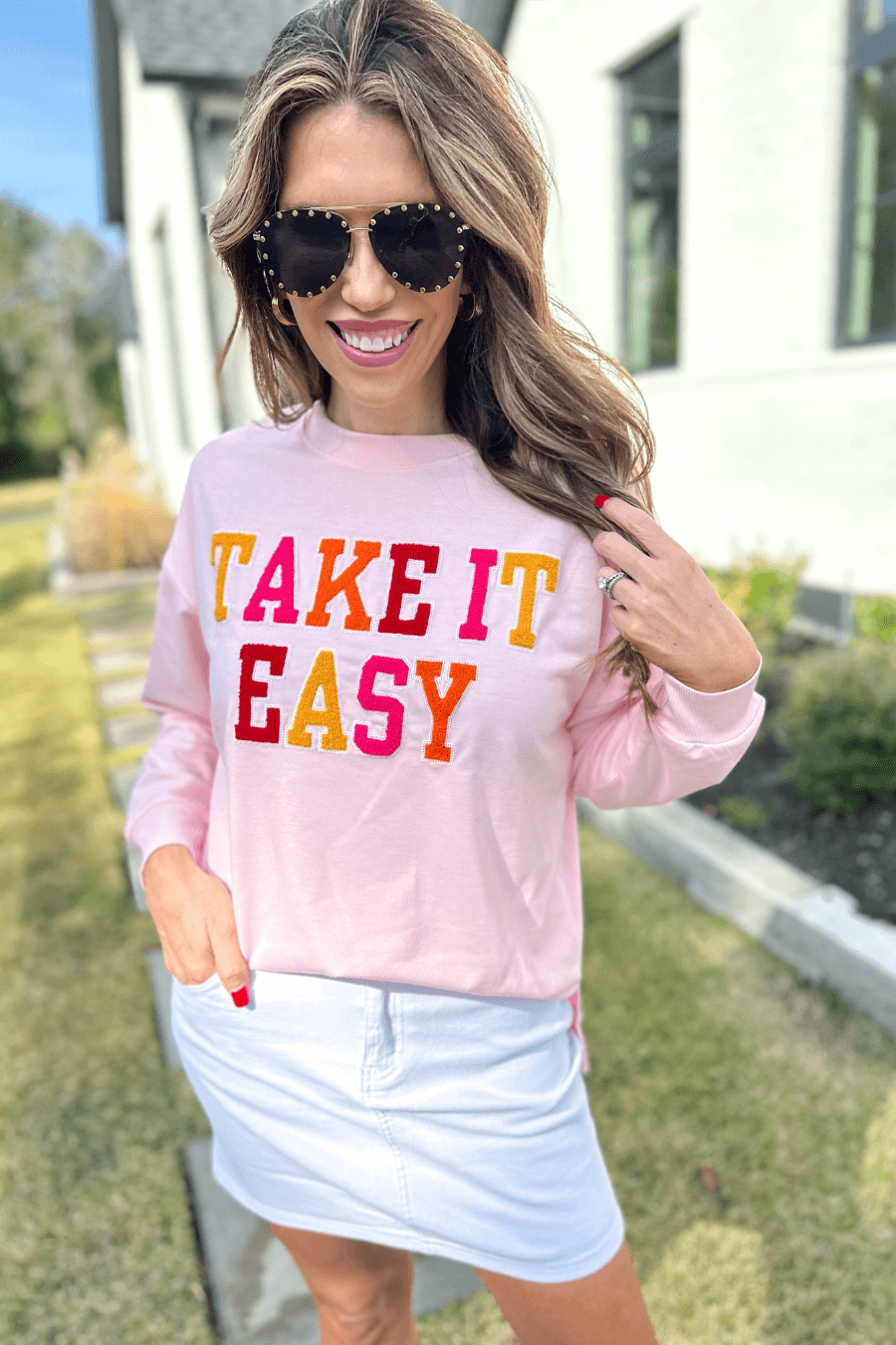 Take It Easy Patch Pullover - Reg & Curvy
