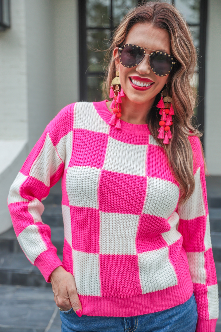 Paisley Checkered Sweater - Reg & Curvy