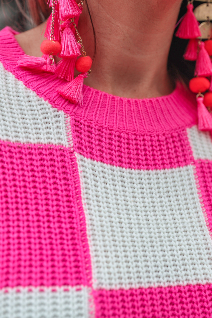 Paisley Checkered Sweater - Reg & Curvy