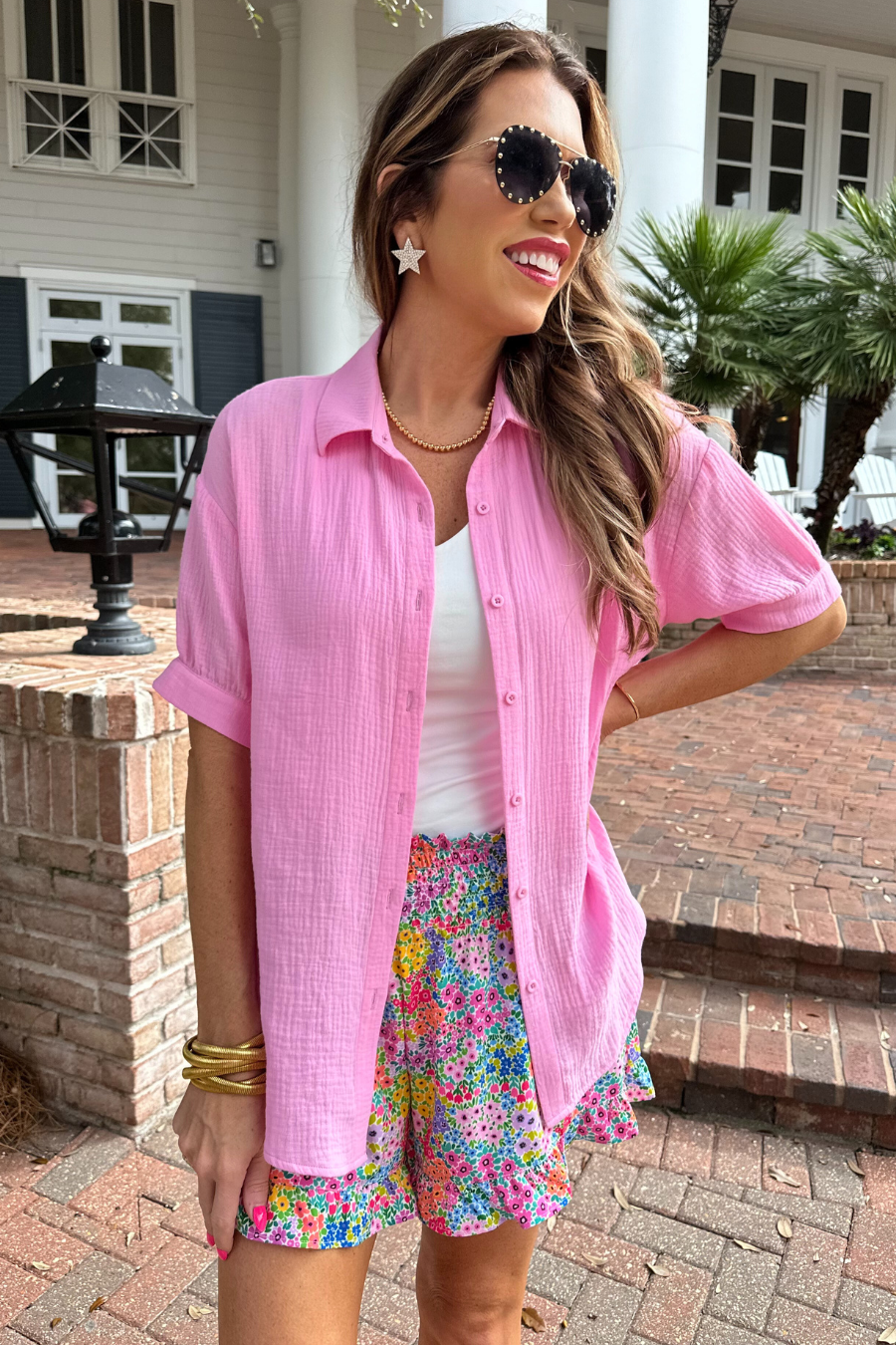 The Blush Breeze Gauze Button-Down - Reg & Curvy