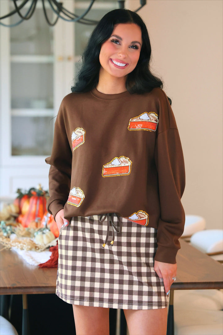 *PREORDER*  Cocoa Check Skort - Reg & Curvy