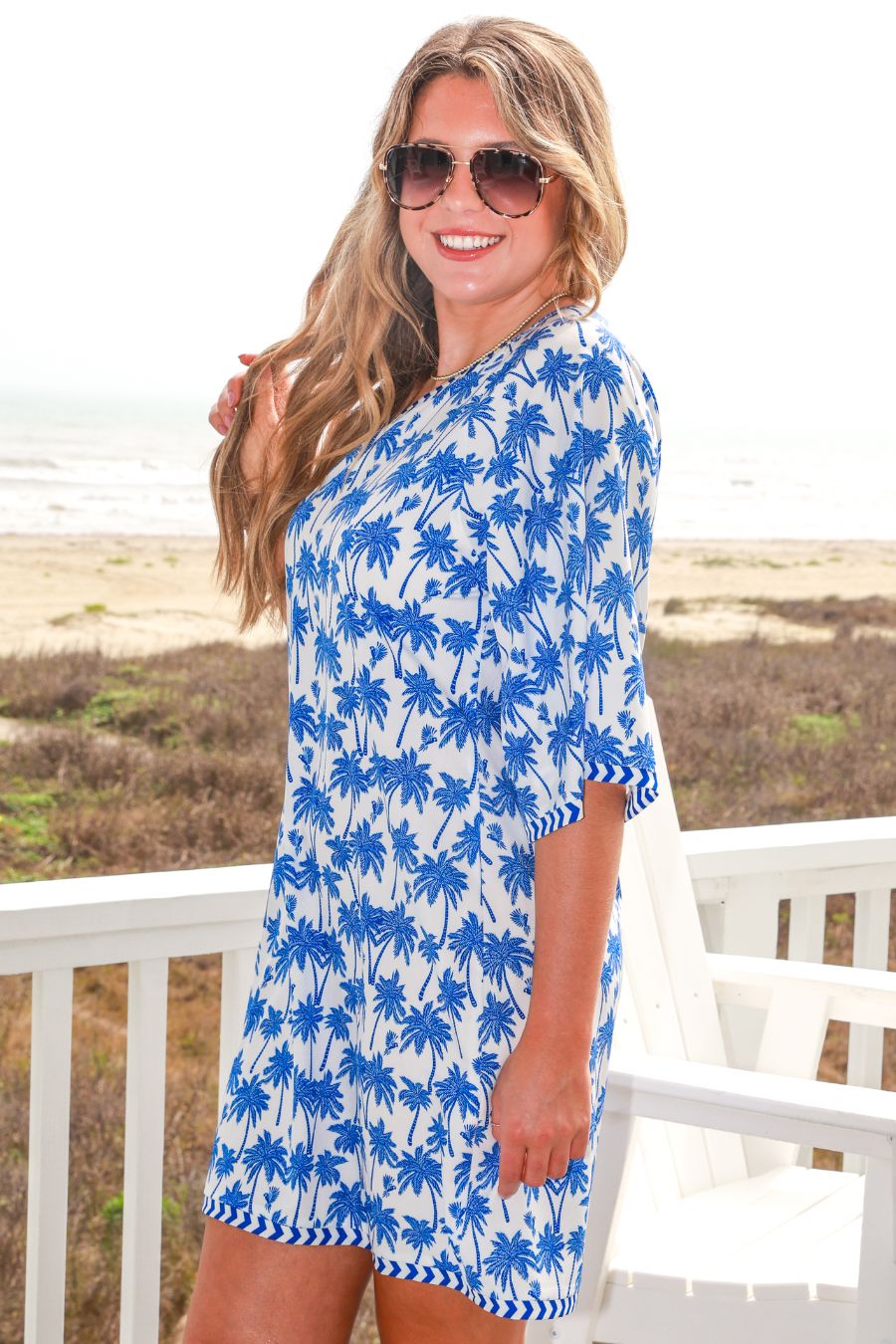 *PREORDER* Blue Lagoon Palm Dress - Reg & Curvy