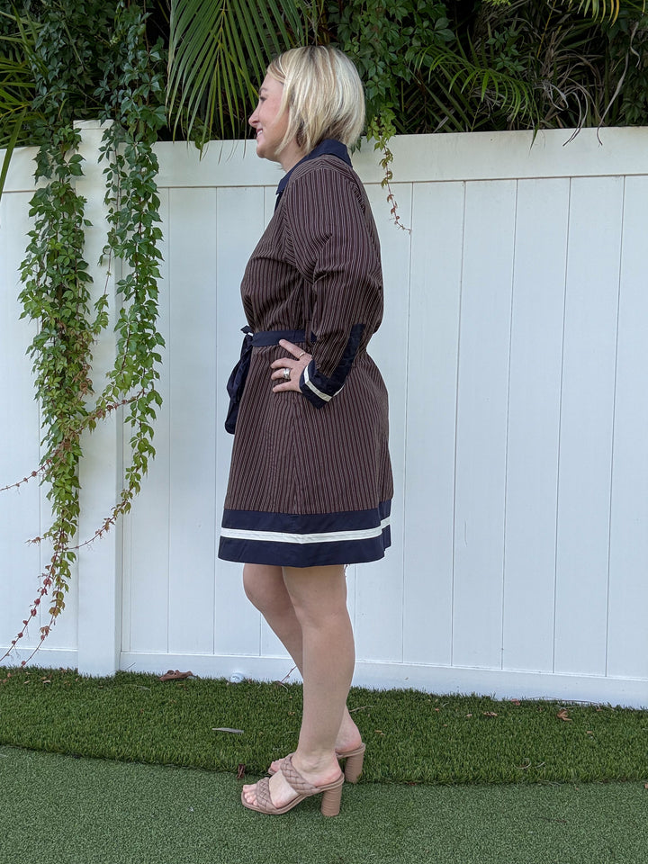 Brown & Navy Stripe Dress