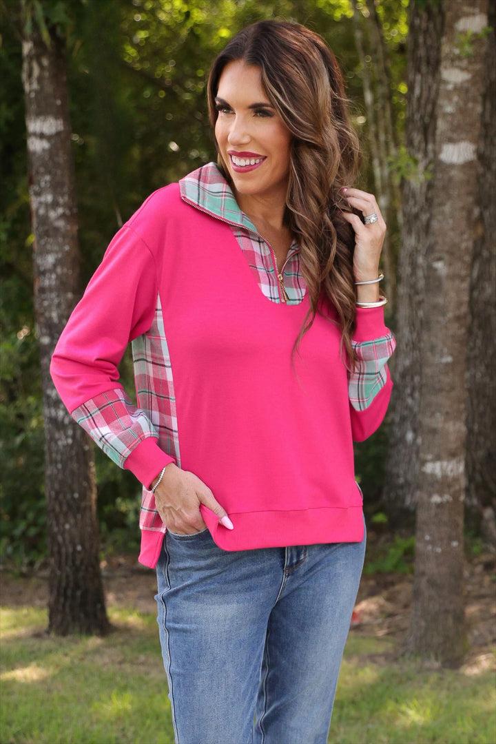 *PREORDER* Sugarplum Plaid Quarter Zip - Reg & Curvy