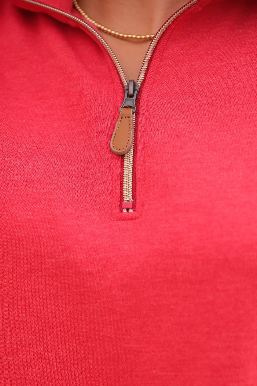 Red Zip Pullover - Reg & Curvy