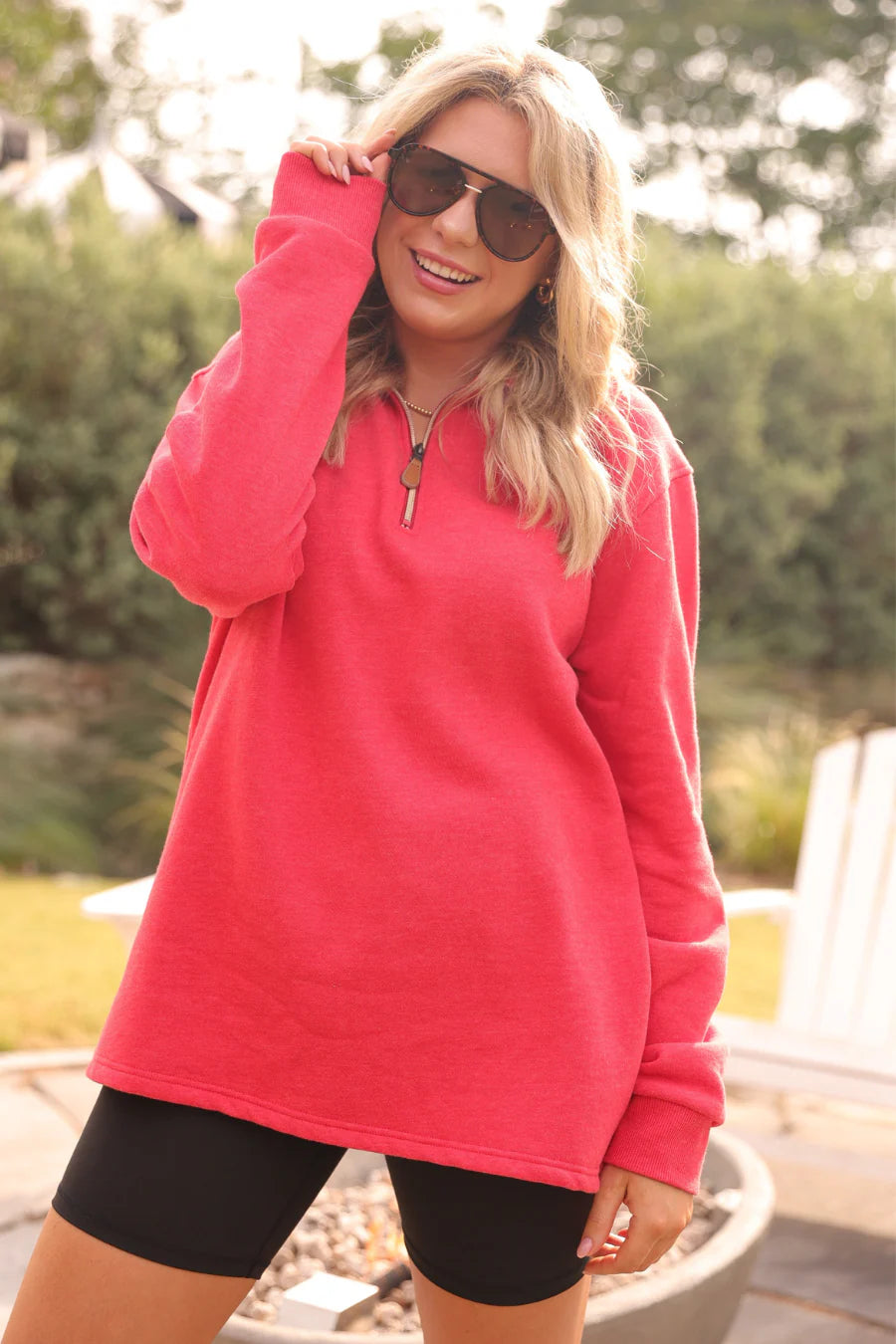 Red Zip Pullover - Reg & Curvy