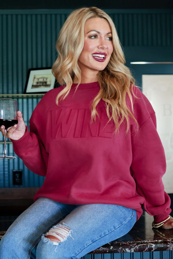 Wine Embossed Sweatshirt - Reg & Curvy