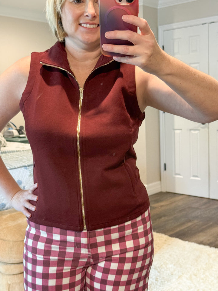Main Street Maroon Zip Vest