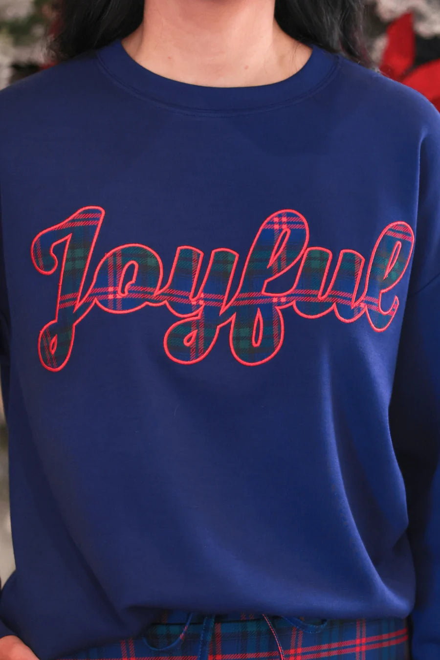 *PREORDER* Joyful Plaid Patch Luxe Pullover - Reg & Curvy