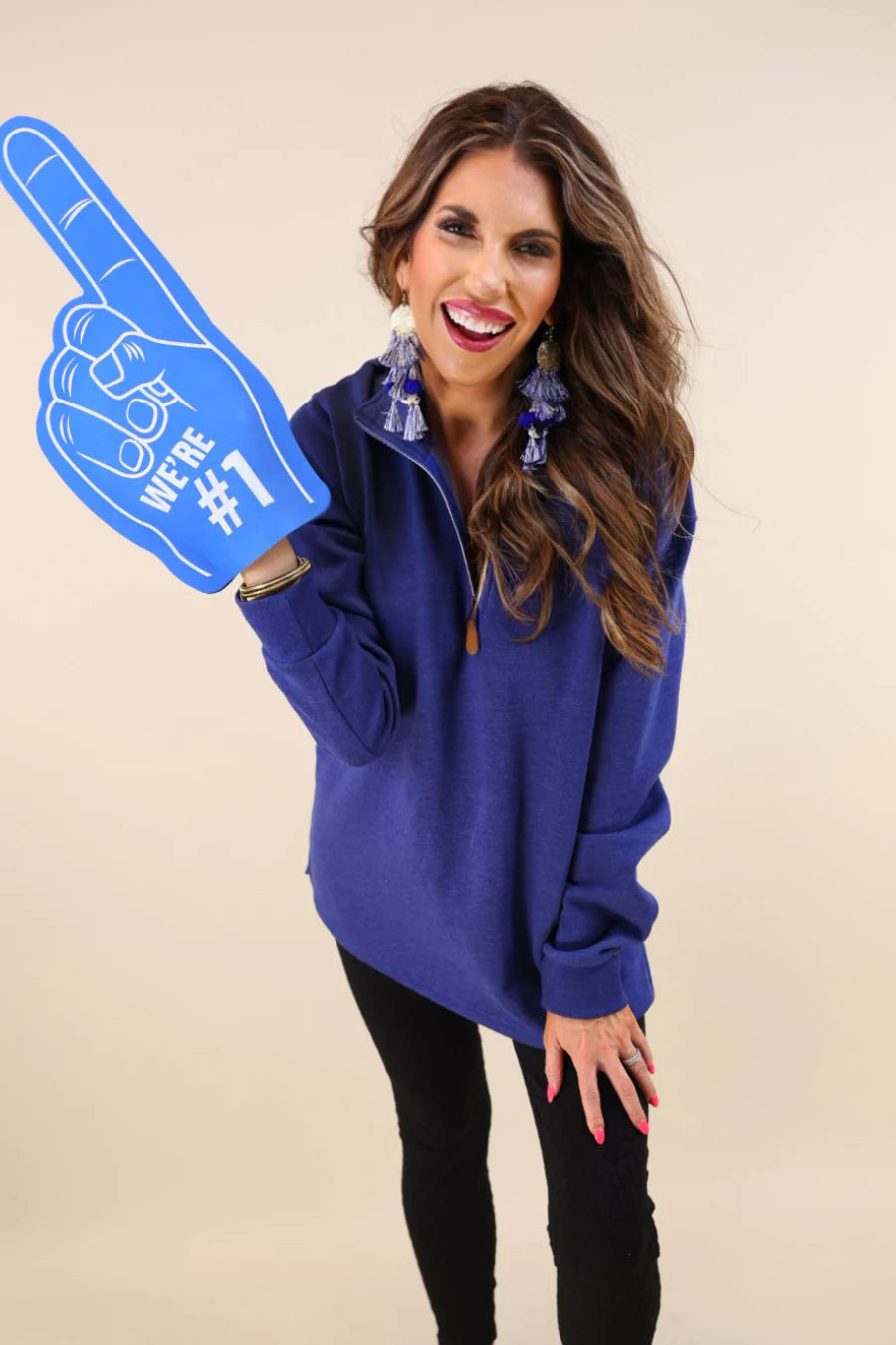 Navy Zip Pullover - Reg & Curvy