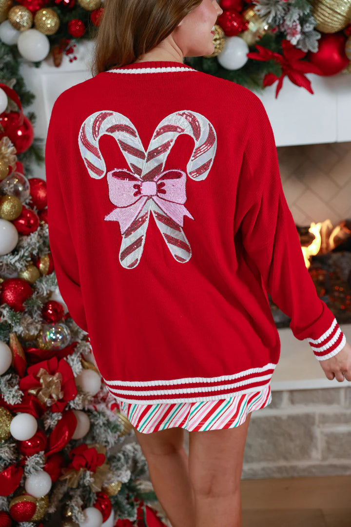 *PREORDER* Candy Cane Cardigan - Reg & Curvy