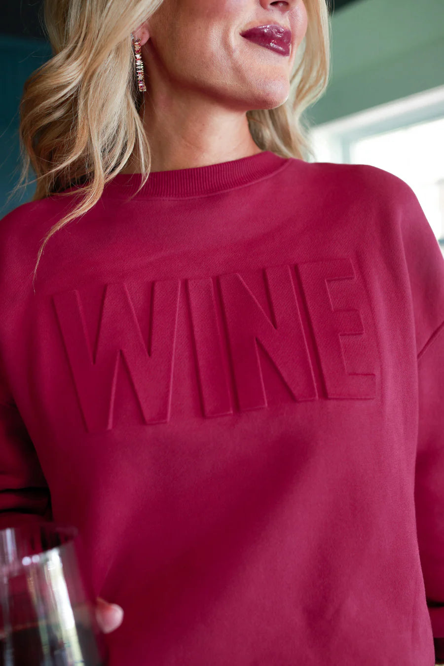 Wine Embossed Sweatshirt - Reg & Curvy