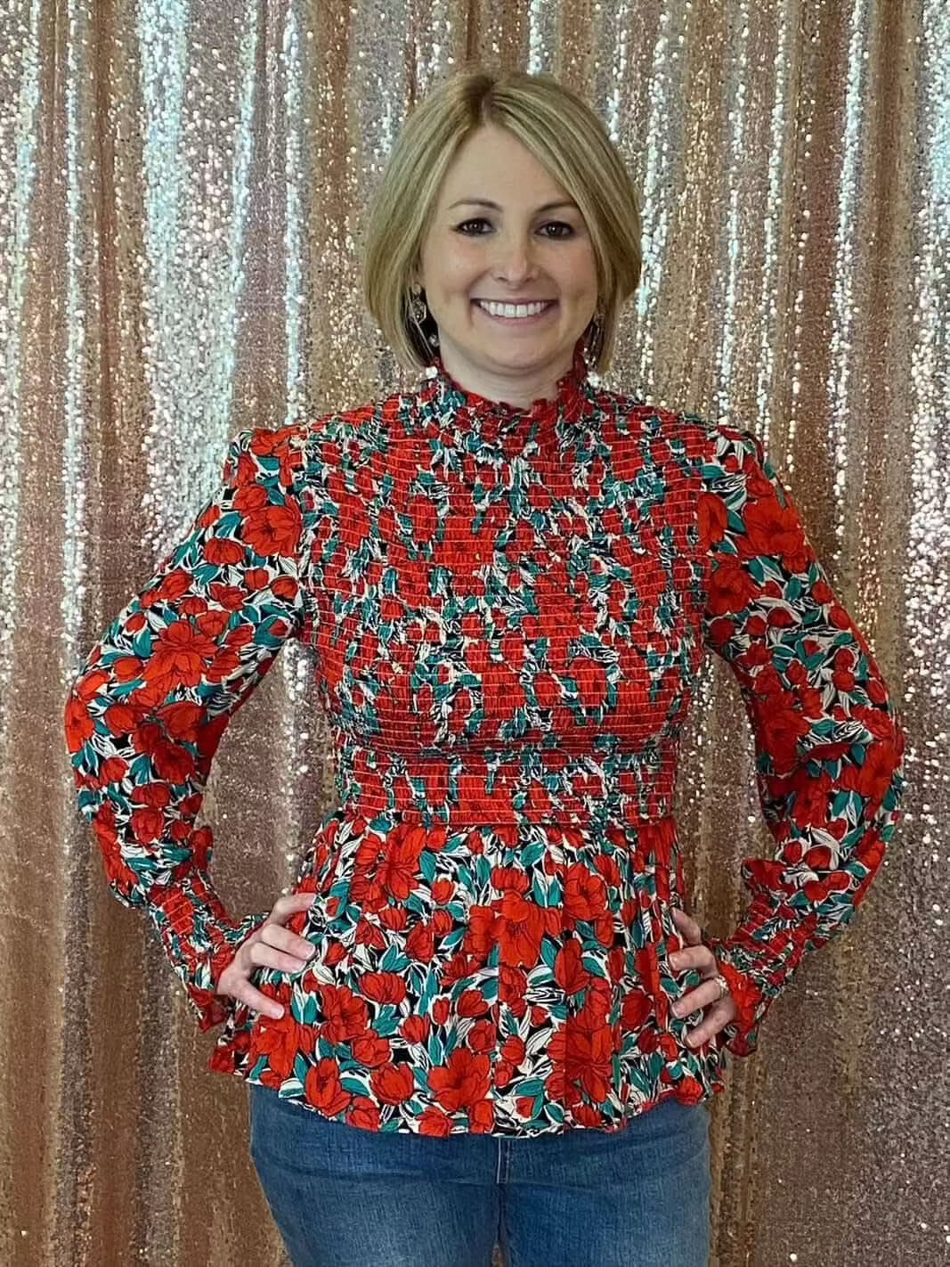 Crimson Garden Delight Top - Lolo Viv Boutique