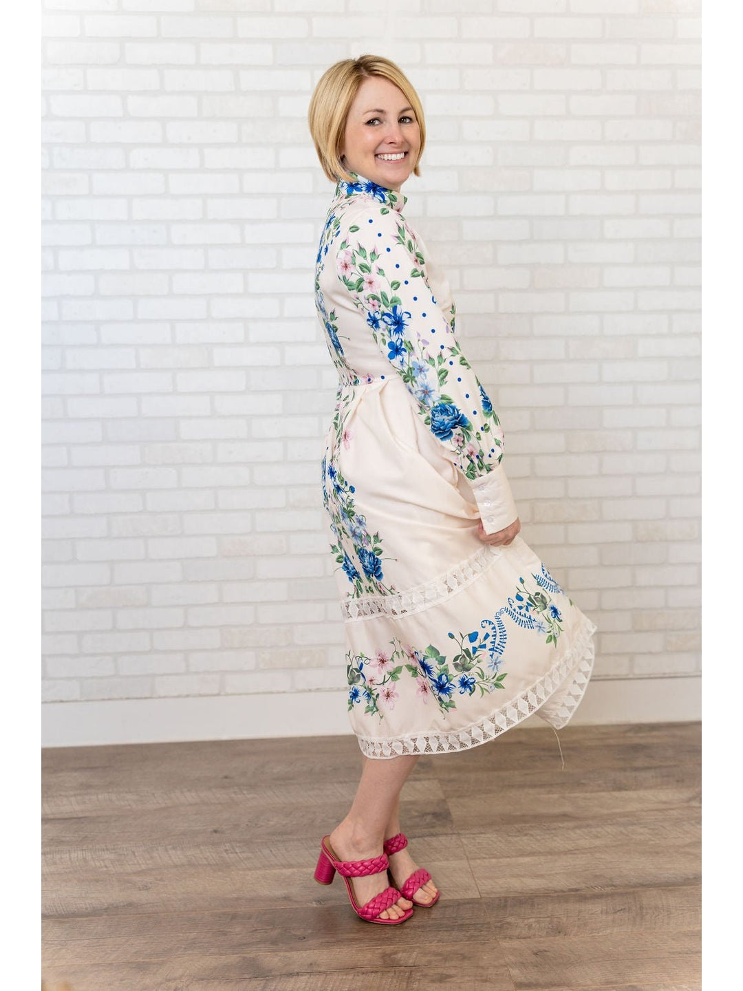 A-line Button Up Floral Classic Dress - Lolo Viv Boutique