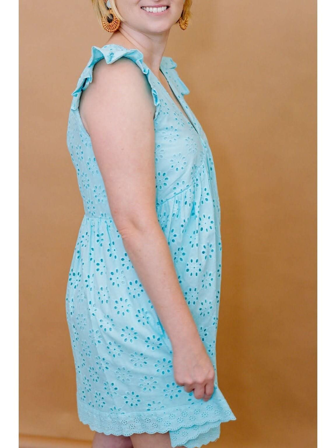 A - Line Flare Eyelet Cotton Mini Dress - Lolo Viv Boutique