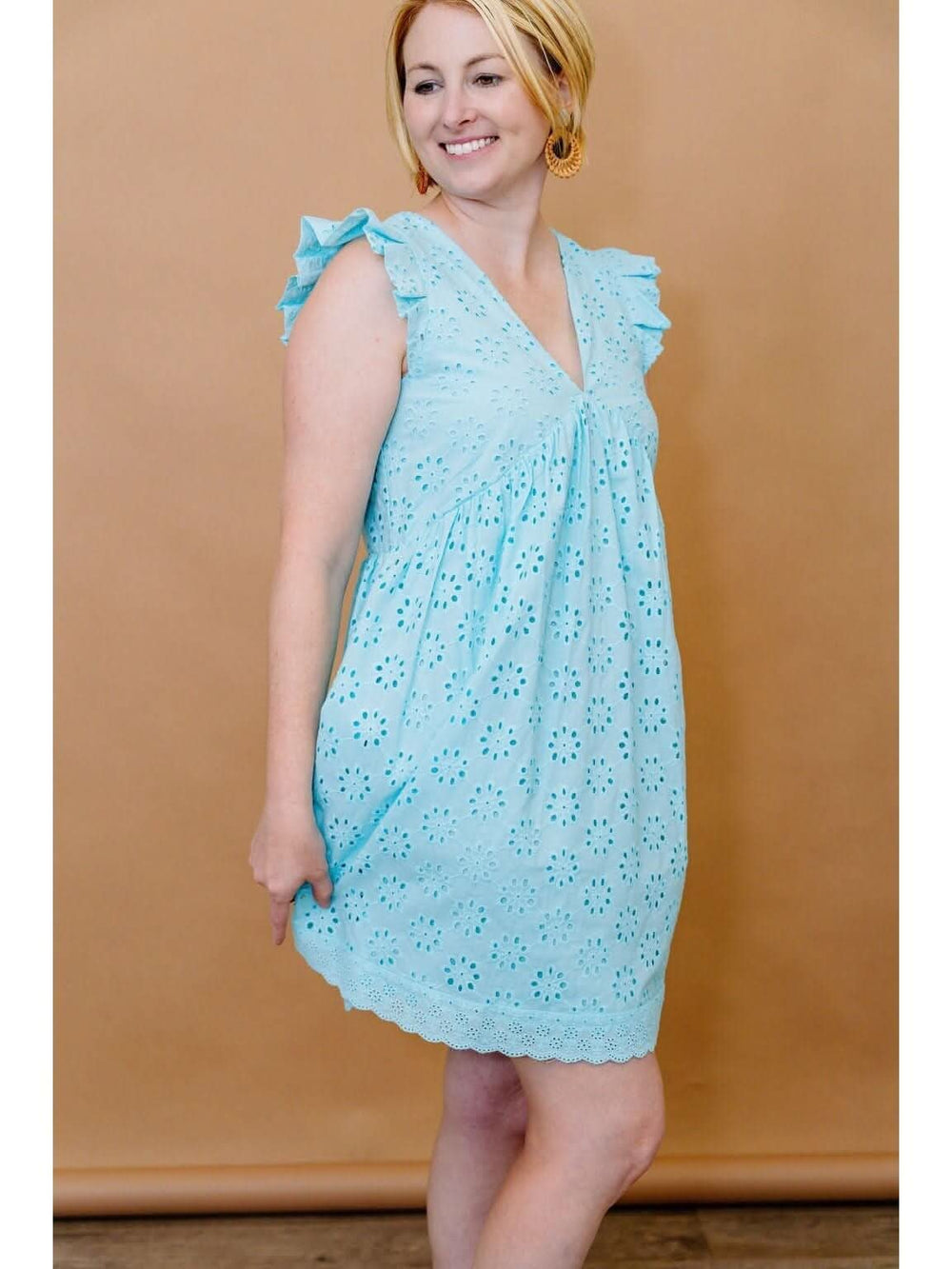 A - Line Flare Eyelet Cotton Mini Dress - Lolo Viv Boutique