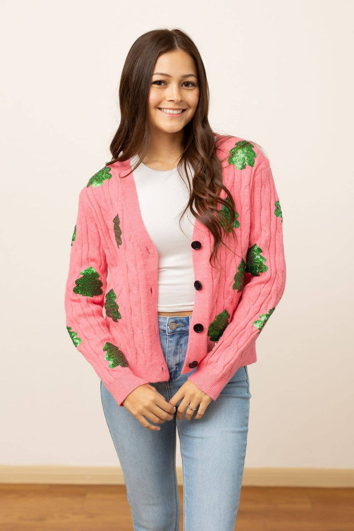 Sequin Evergreen Cardigan - Curvy