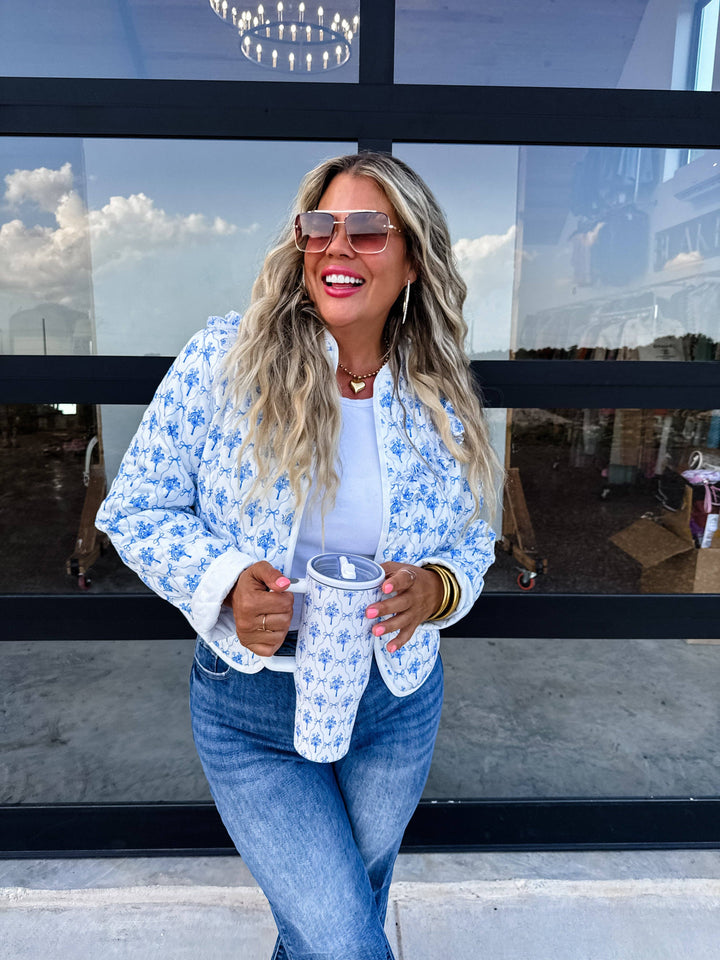 The Blue Bow Beauty Jacket - Curvy