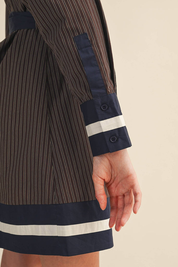 *PREORDER* Brown & Navy Stripe Dress