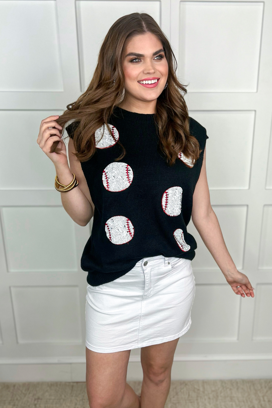 The Home Run Sparkle Sweater Tank - Reg & Curvy
