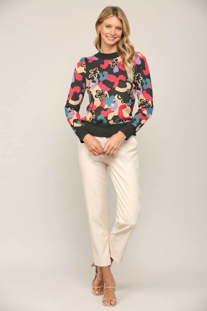 Abstract Jacquard Knit Sweater - Lolo Viv Boutique