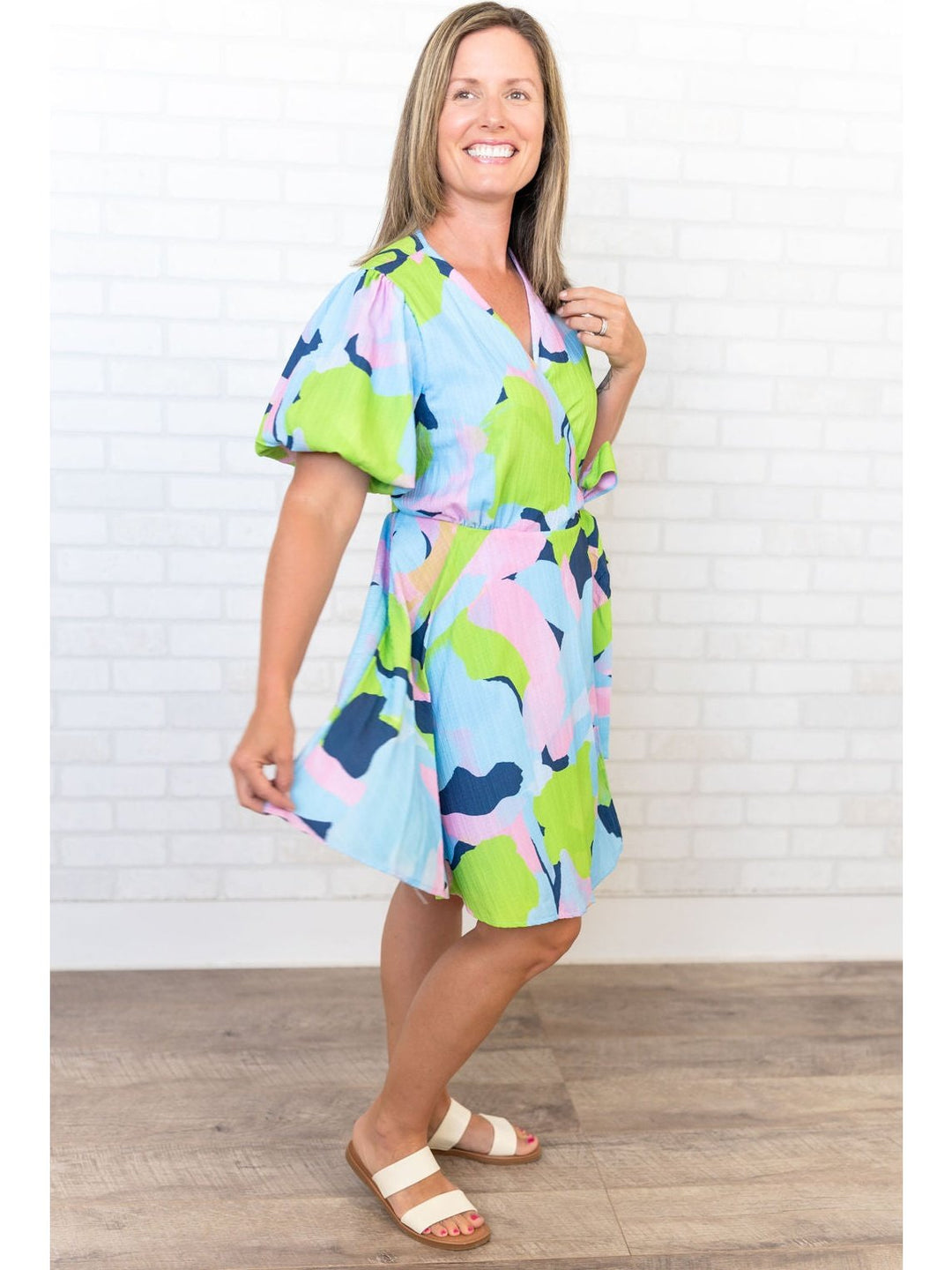 Abstract Print Wrap Dress - Lolo Viv Boutique