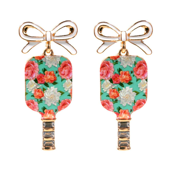 Floral Pickleball Paddle Earrings - Multiple Patterns