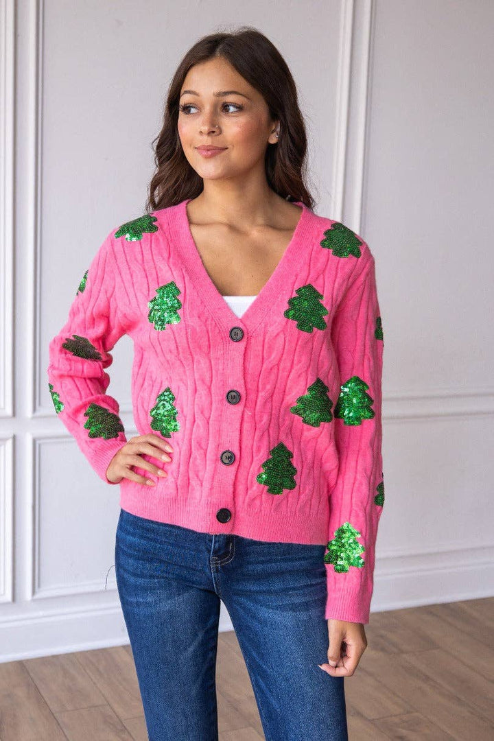 Sequin Evergreen Cardigan - Curvy