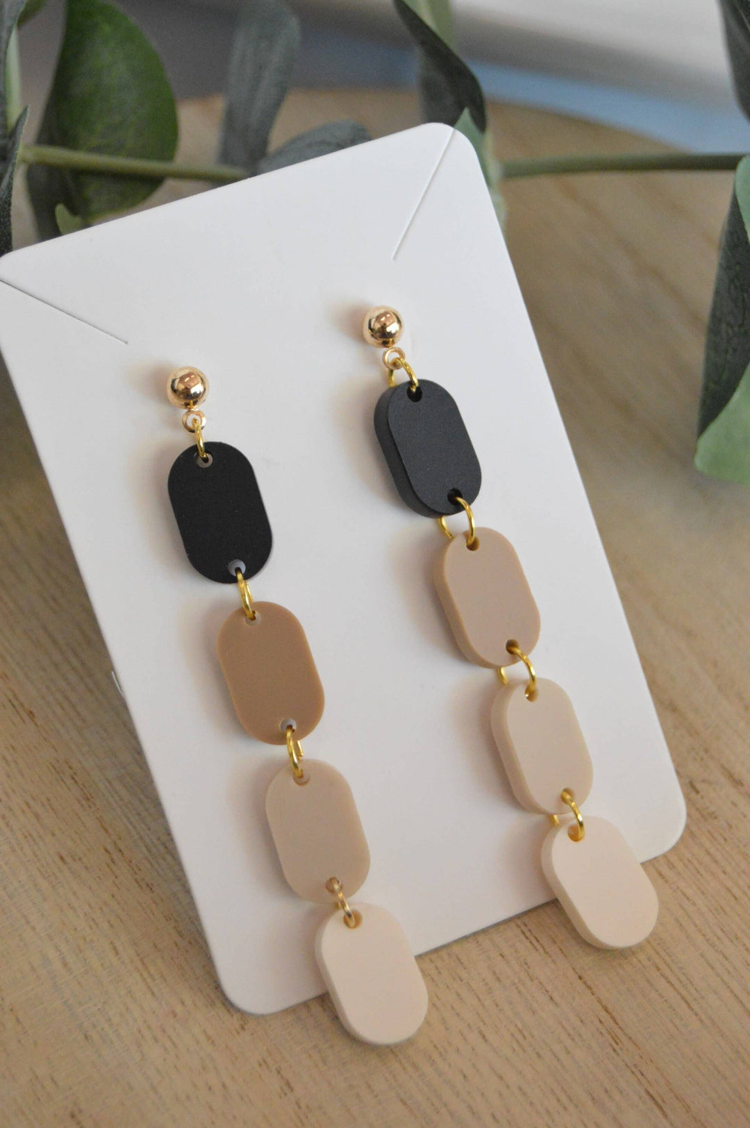 Neutral Ombré Oval Stack Earrings