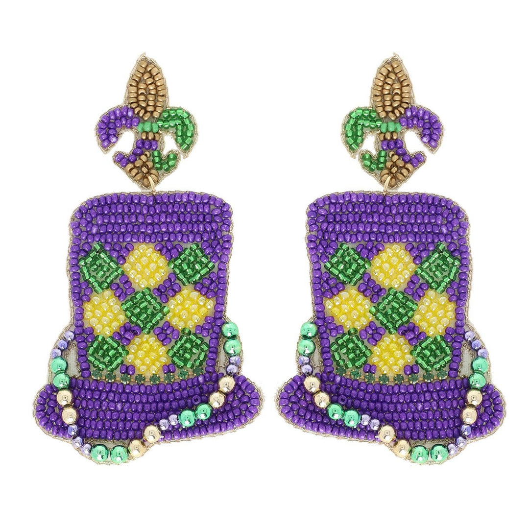 The Krewe Queen Beaded Hat Earrings