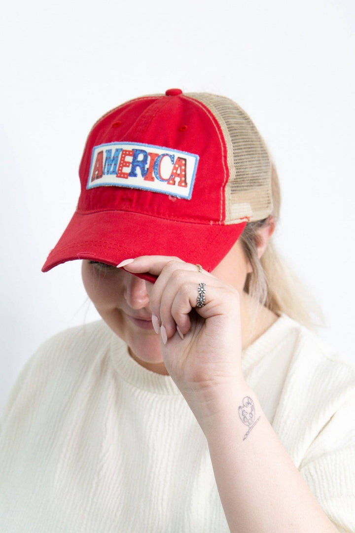 "America" Patch Baseball Cap - Lolo Viv Boutique