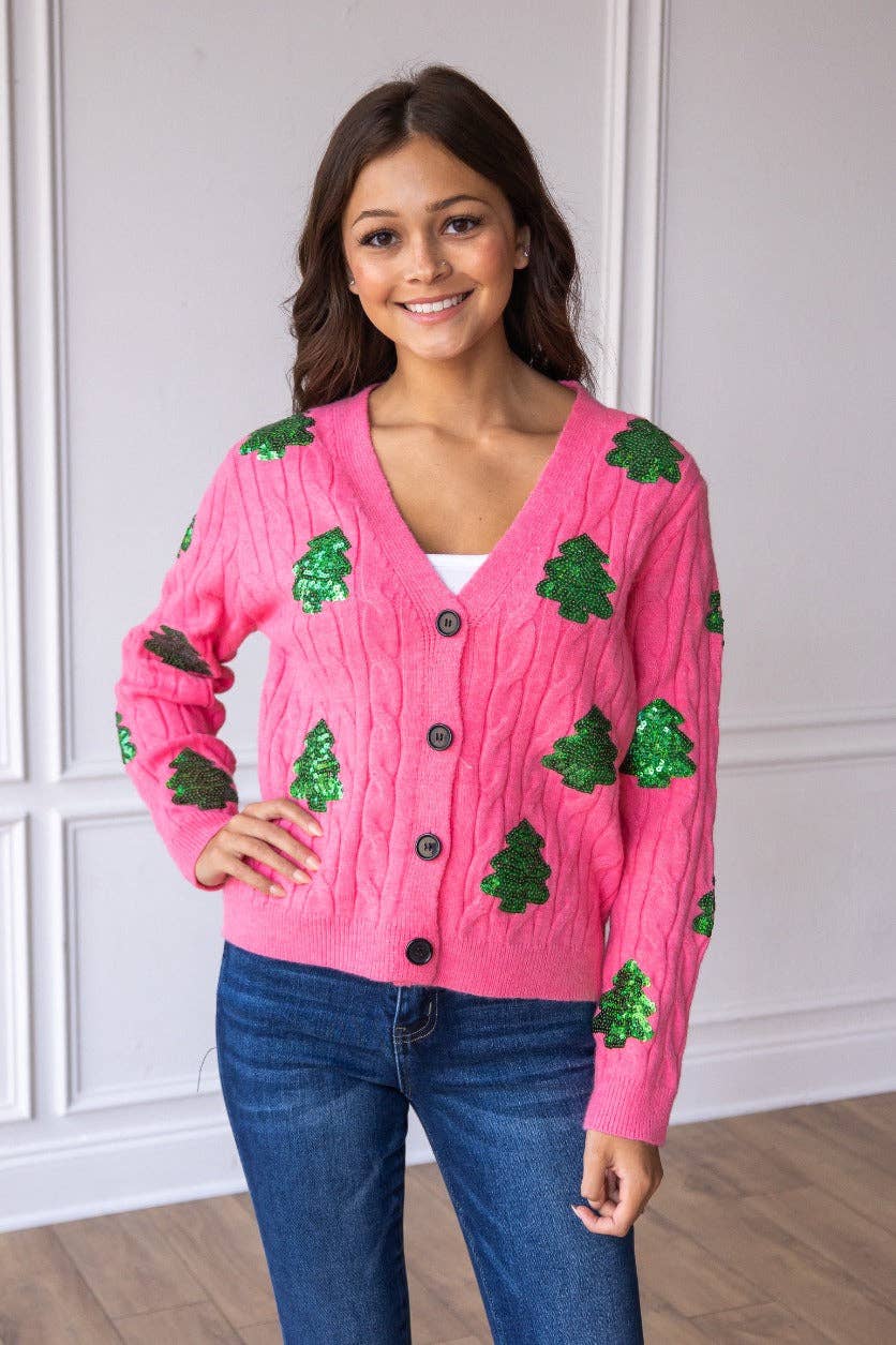 Sequin Evergreen Cardigan - Curvy