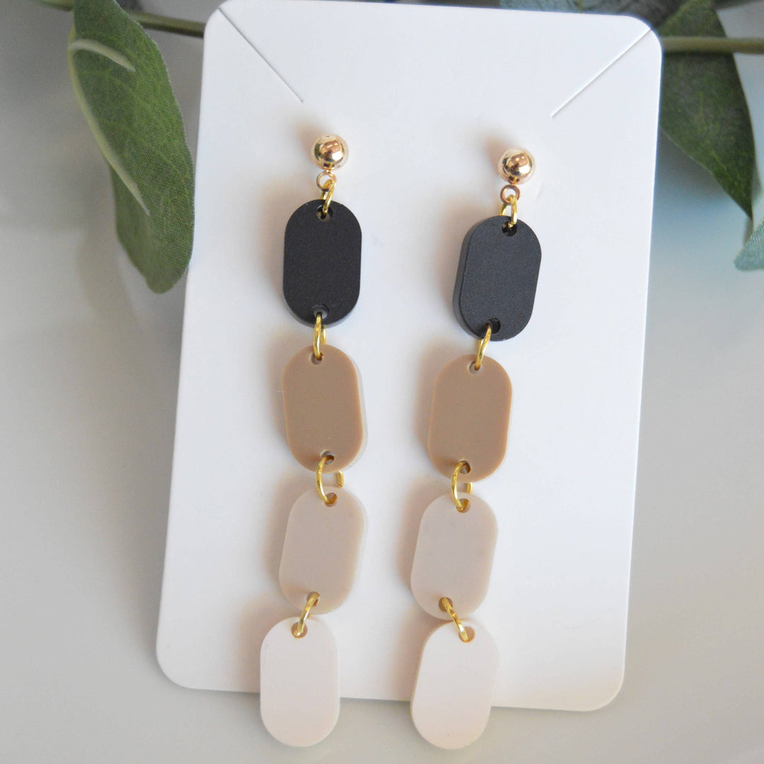 Neutral Ombré Oval Stack Earrings