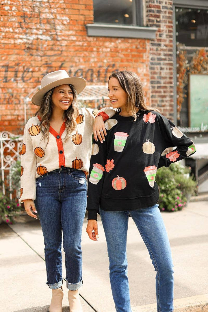 Glitter Pumpkin Cardigan - Curvy