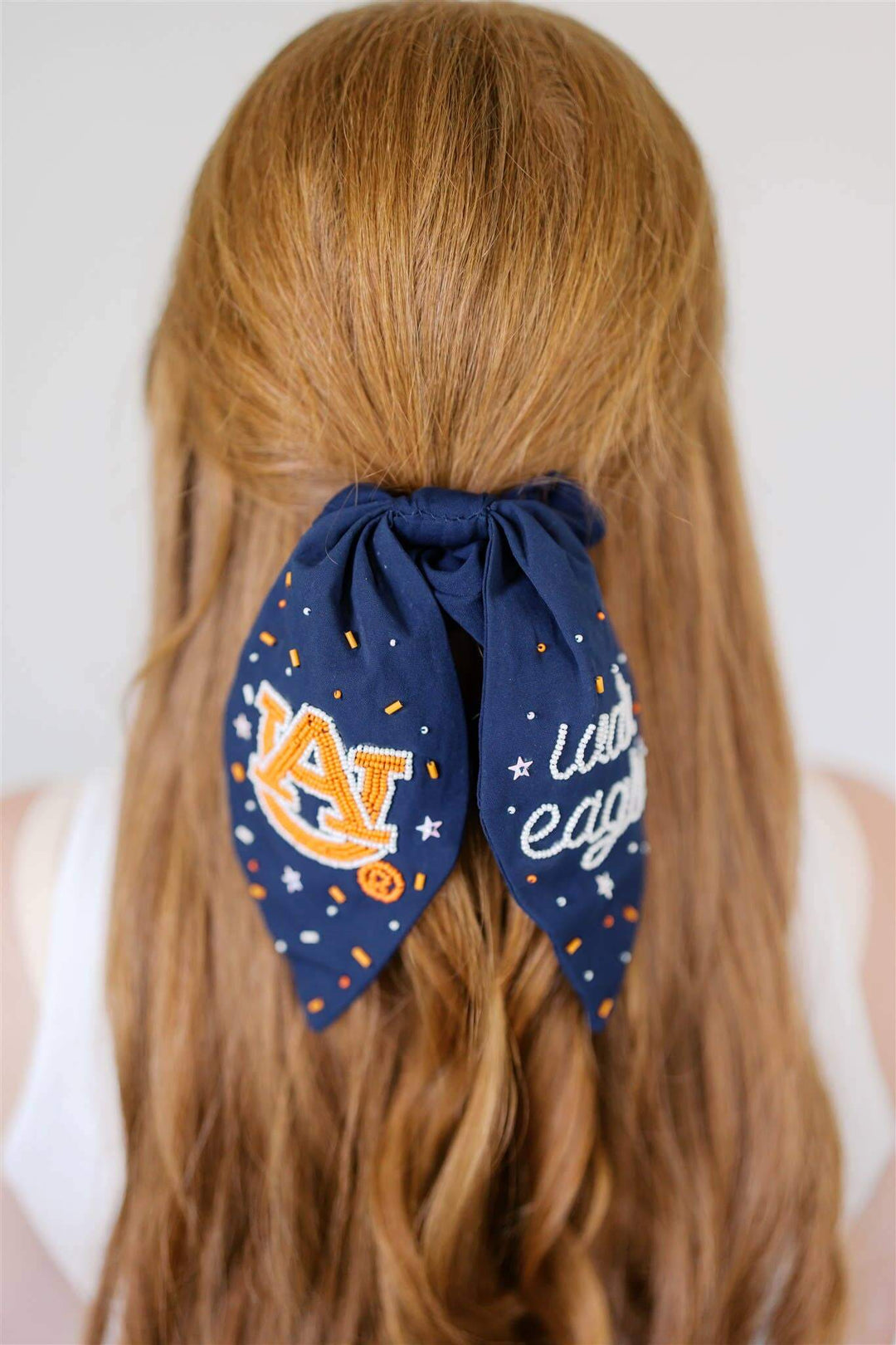 Auburn University Navy Beaded Scrunchie