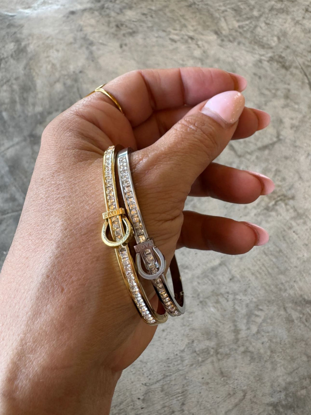 Crystal Belt Buckle Bangle - 2 Colors