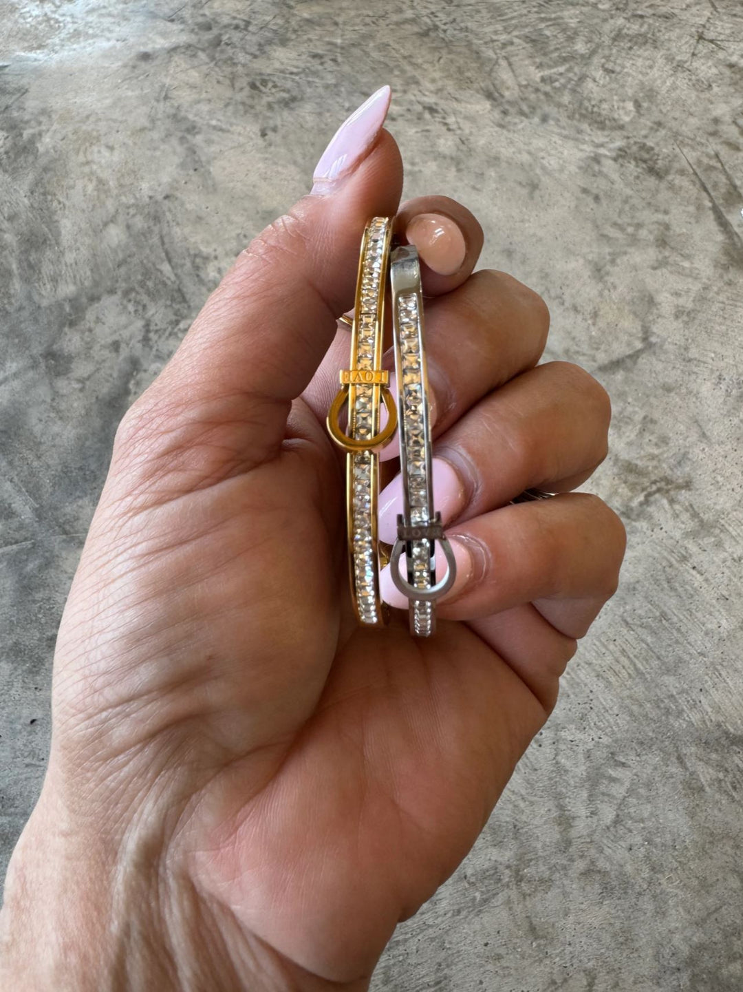 Crystal Belt Buckle Bangle - 2 Colors