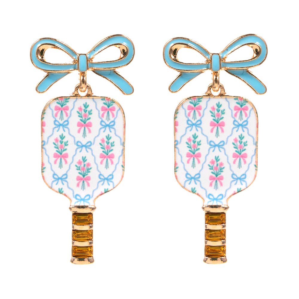 Floral Pickleball Paddle Earrings - Multiple Patterns