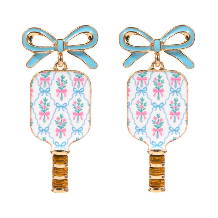 Floral Pickleball Paddle Earrings - Multiple Patterns