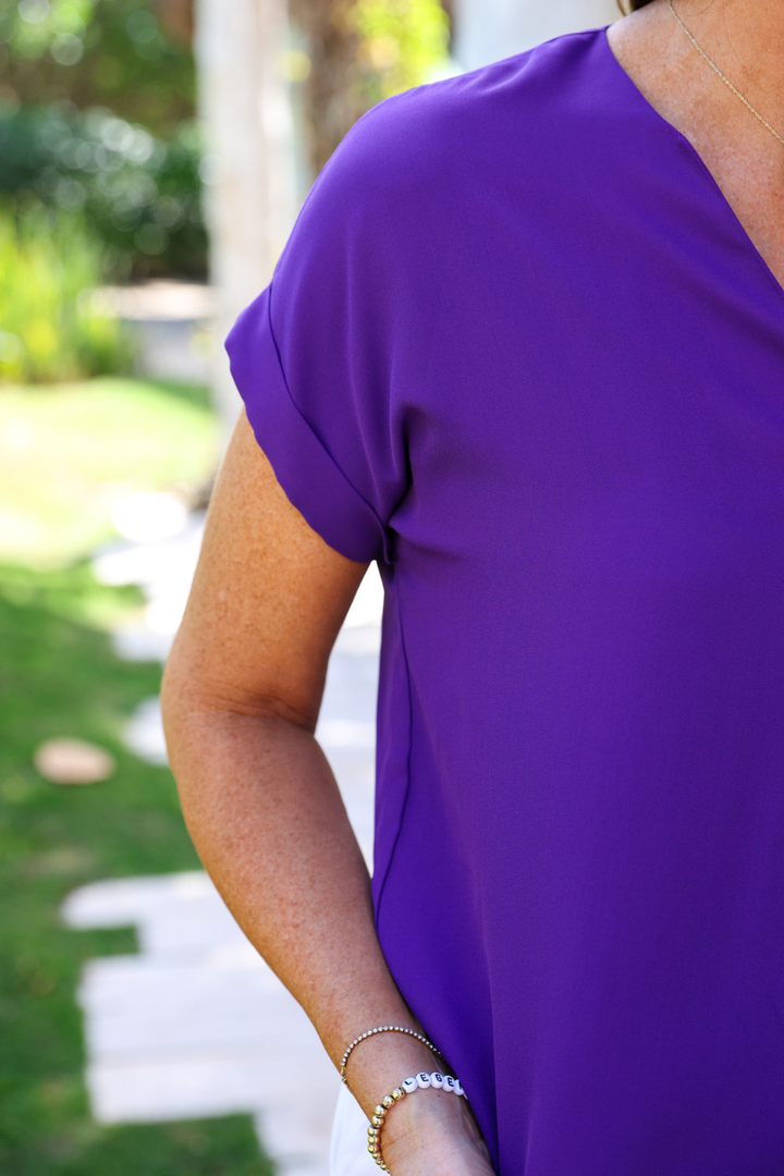 V-Neck Woven Blouse in 2 Colors - Reg & Curvy